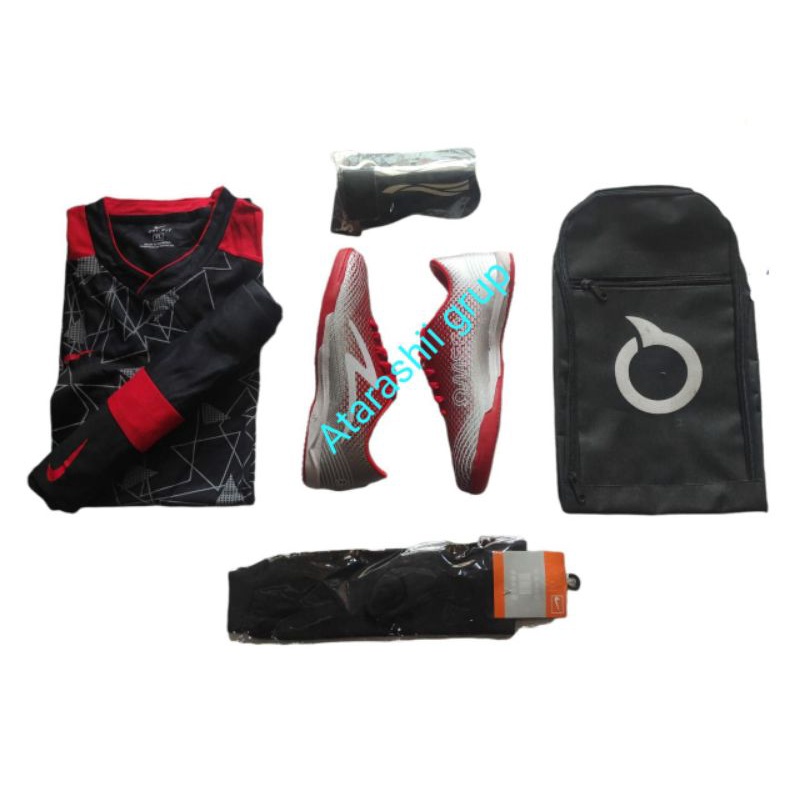 Paket komplit jersey sepatu futsal omega  spyder infinity light speed Keren