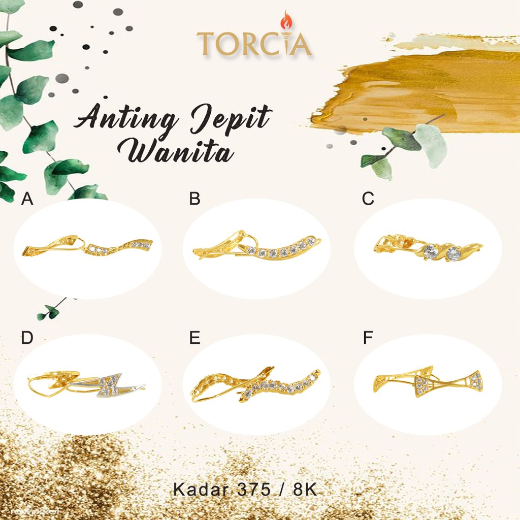 Anting Wanita Emas Asli Jepit Kadar 375 Torcia