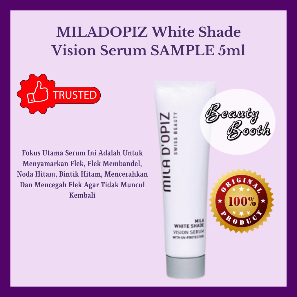 MILADOPIZ White Shade Vision Serum SAMPLE 5ml Mila D'Opiz 5ml KECIL Ampuh mengatasi flek memudarkan bekas jerawat ukuran MINI 5ml