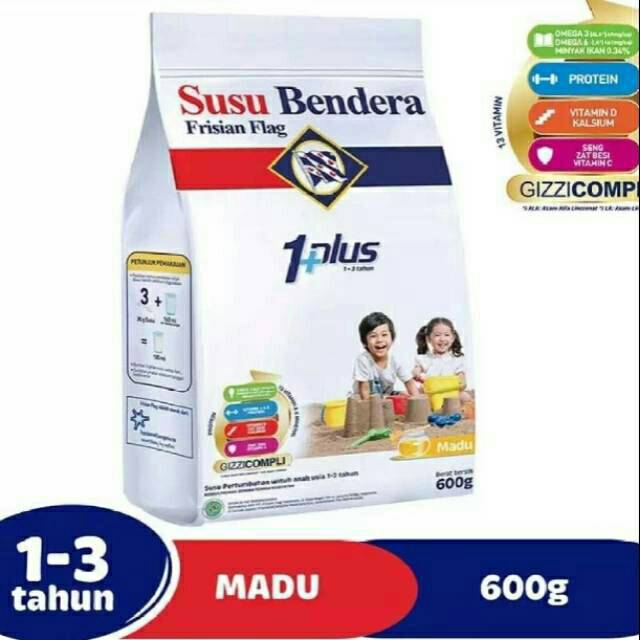 Frisian Flag Susu Bendera 1 Plus 1 3 Tahun Madu 600 Gr Shopee Indonesia