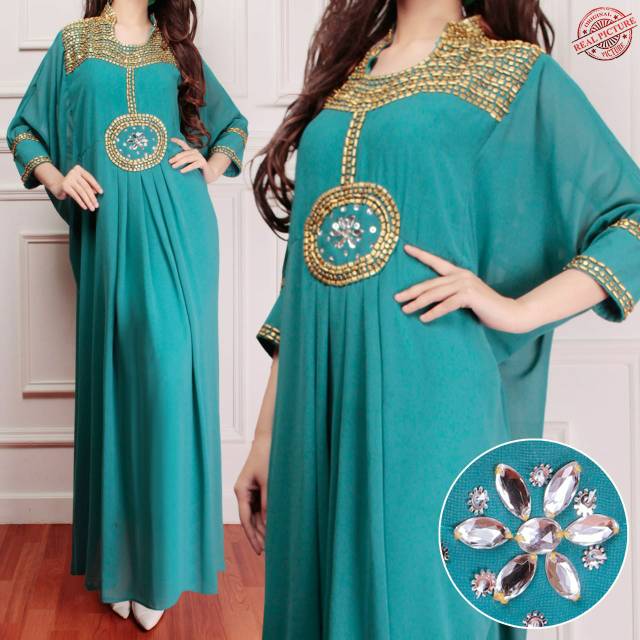 Baju kaftan new eliza // baju kaftan bahan ceruty mewah aplikasi manik2 ( new model)