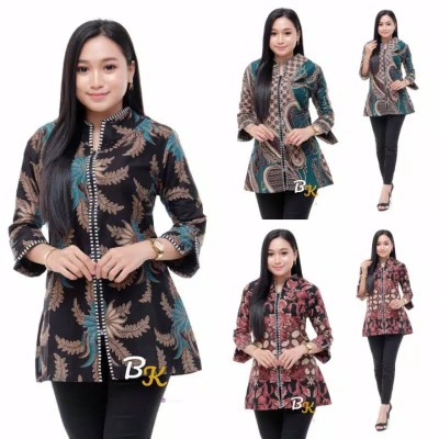 Blouse Batik Atasan Batik Wanita Dolby Dolbi Dobby Tenun Sutra Tulis Halus Katun Atbm Rissa Batik