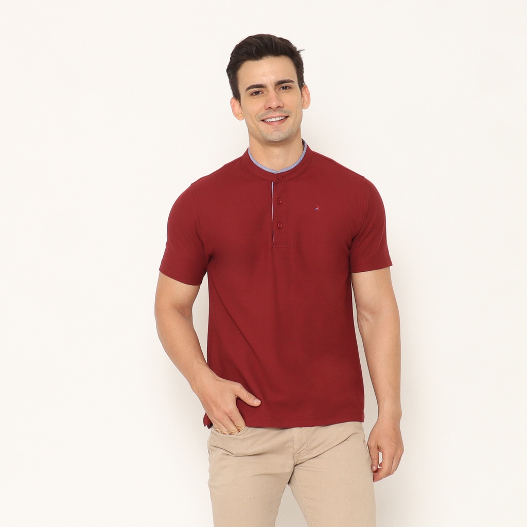 AMK Polo Shirt Pria Kerah Shanghai PS Rooster Maroon