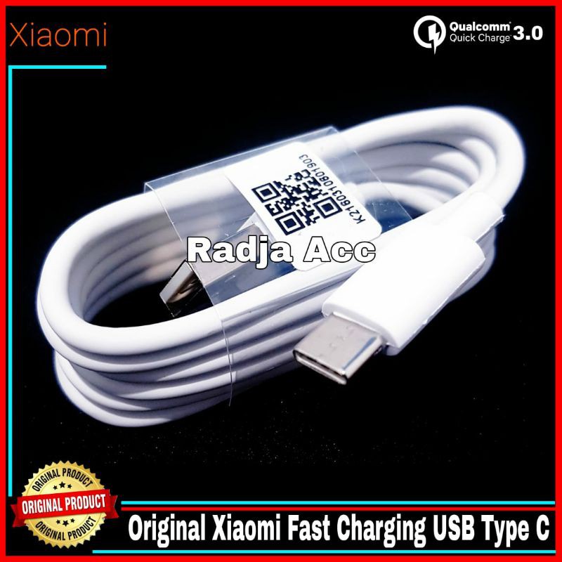 Kabel Data Xiaomi Mi Note 10 10 Pro Mi Note 10 Lite Original 100% Fast Charging USB Type C