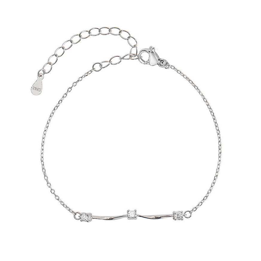 Gelang Rantai Kristal Berlian Bahan S925 Sterling Silver Gaya Korea Untuk Wanita