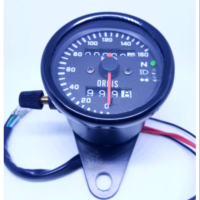 SPEEDOMETER KILOMETER CUSTOM HITAM VARIASI INDIKATOR LED MOTOR UNIVERSAL