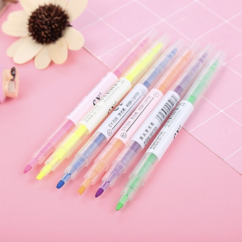 

1 set stabilo isi 6 dan 12 pen highlighter highlight art and craft belajar murah korea penanda murah