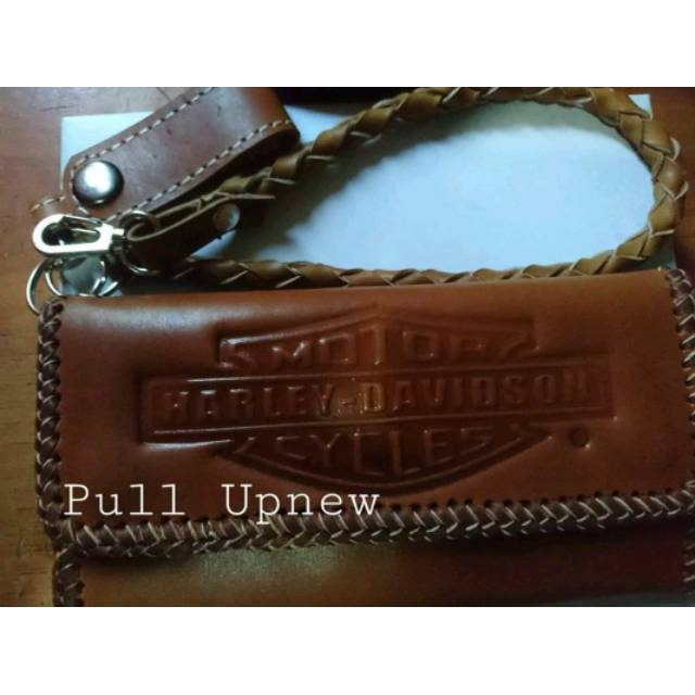 DOMPET KULIT ASLI PRIA TALI PANJANG MODEL SULAM TERBARU PULL UP RIDER BIKER TOURING MOTOR TERMURAH