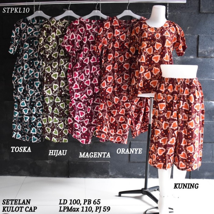 Setelan Kulot Wanita Set Kulot Baju Tidur Wanita Dewasa Murah Bahan Adem Batik Pekalongan
