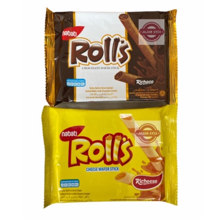 

Nabati Rolls Keju 37gr / Nabati Rolls Coklat 40gr / Richeese Rolls Richoco Rolls Nabati Roll