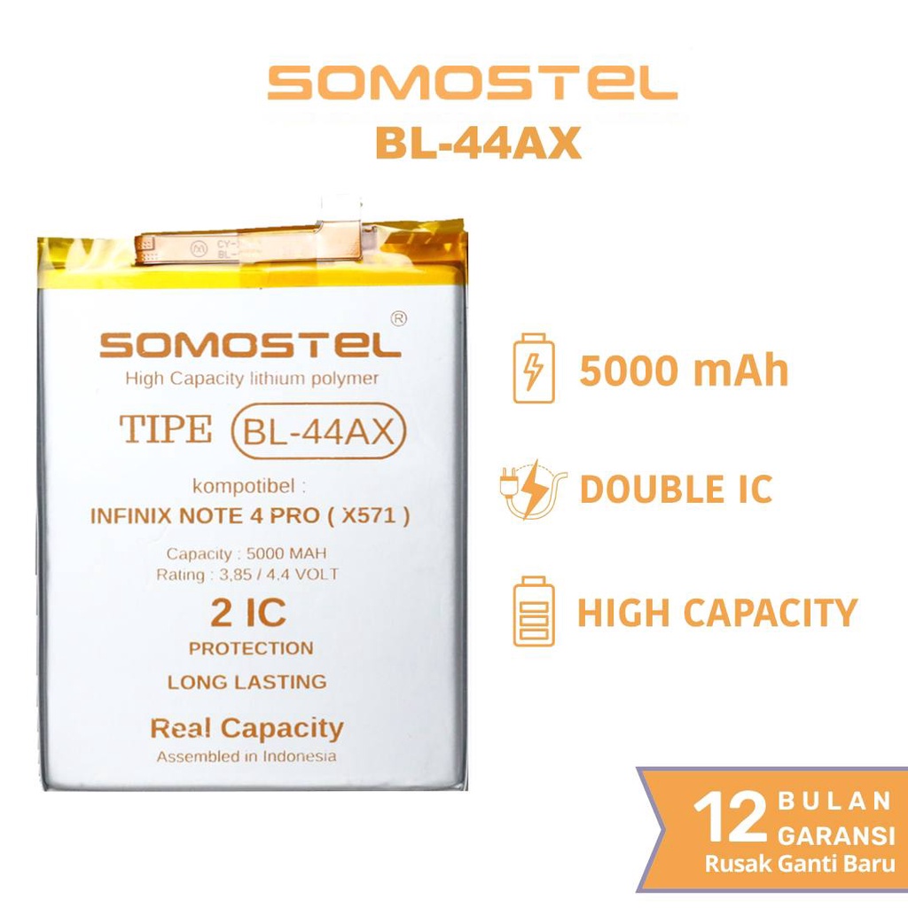 Somostel - BL-44AX Infinix Note 4 Pro X571 Batre Batrai Baterai