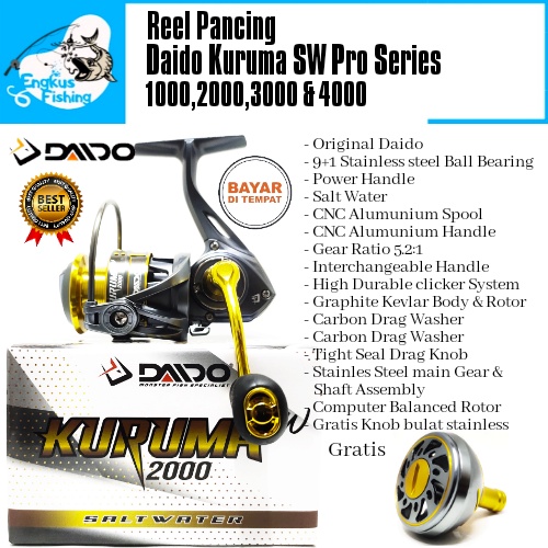 Reel Pancing Daido Kuruma SW Pro Series 1000-4000 (9+1Bearing) Salt Water Berkualitas
