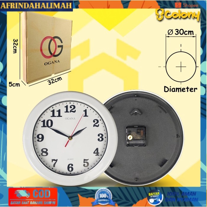 

{TERBARU} Jam Dinding Kantor Sekolah Perlengkapan Rumah Tangga Dekor Wall Clock - OGANA PUTIH