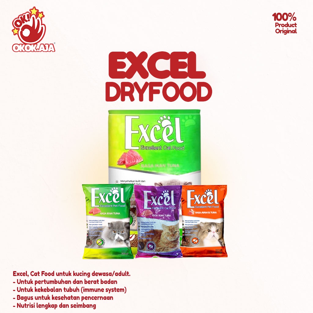 EXCEL 500g Makanan Kucing kering premium murah ( kemasan freshpack )