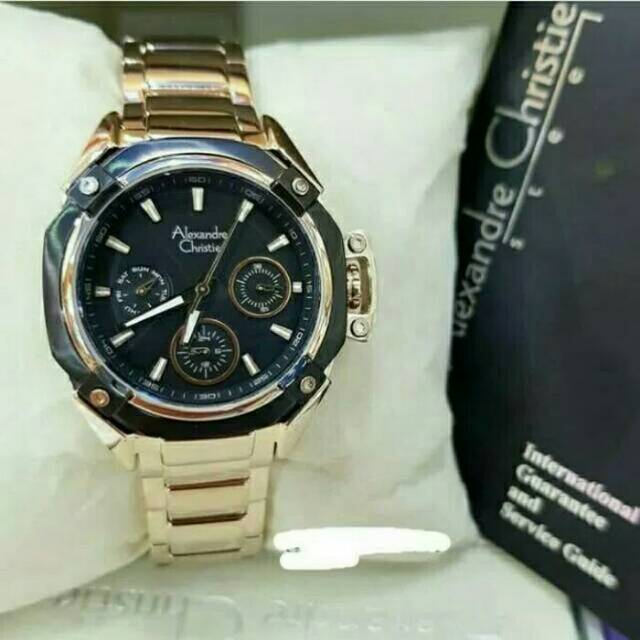 JAM TANGAN CEWEK / WANITA ALEXANDRE CHRISTIE AC 6225 GOLD BLACK