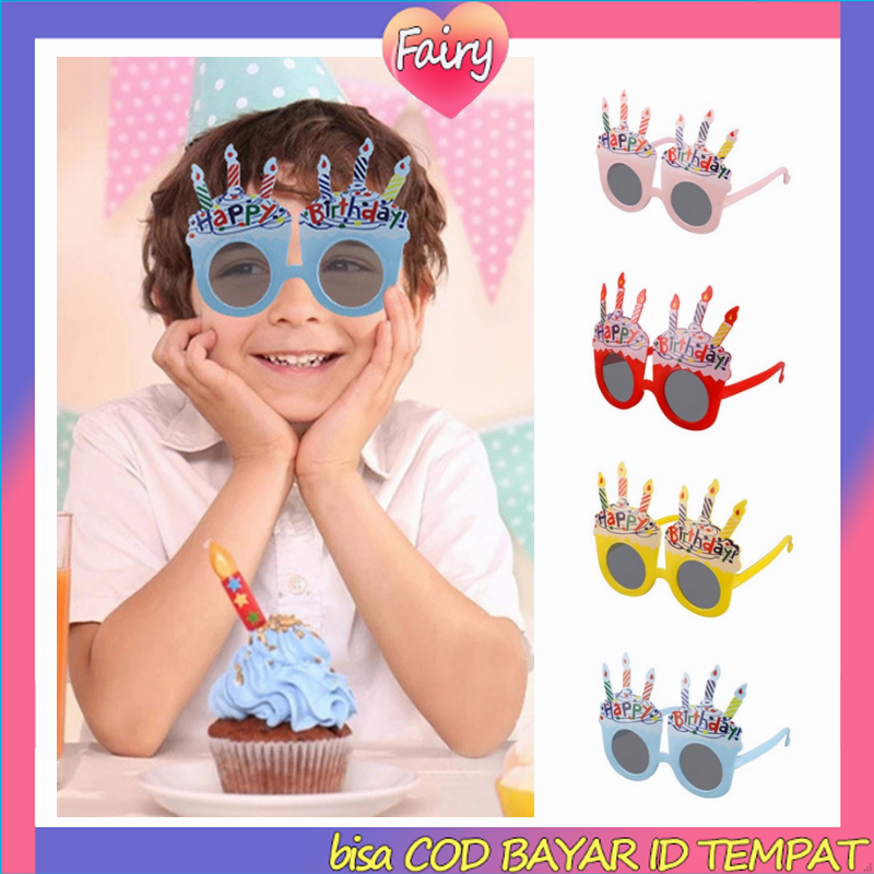 Kacamata Ulang Tahun Anak Cupcake 3 Lilin New Trend Fashion Terbaru Happy Birthday F