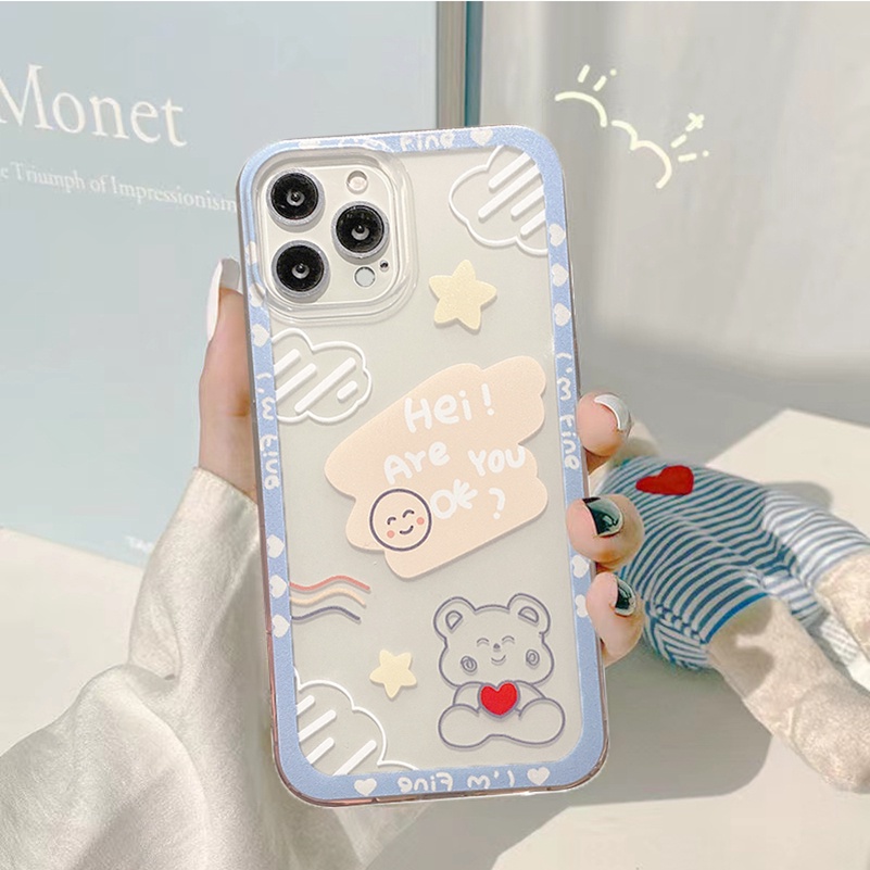 【Ready Stock】Cute Cartoon Bear Smiling TPU Transparent Soft Silicone Anti-drop Protective Phone Case for Samsung Galaxy A03s A22 A32 A42 A12 A02s M02s A20s A21s A72 A52 A11 A20 A30 A50 A50s A31 A51 A71 A81 A91 A70 M51 M52 S21 S20 FE S30 Note 20 Plus Ultra