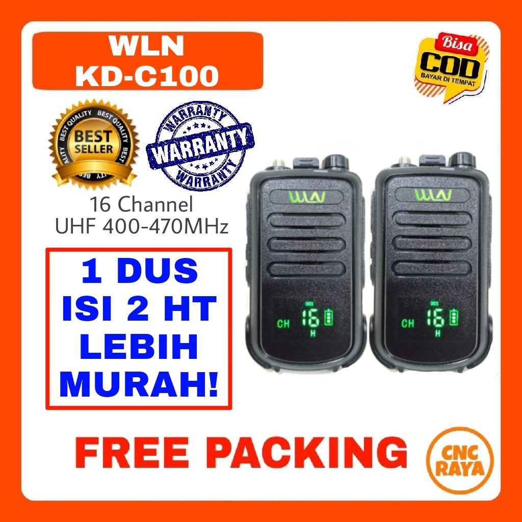 HT WLN KD-C100 Single Band 1 BOX isi 2 HT | 2 in 1 box  | H T WLN 1 Dus isi 2HT Walkie Talkie Handy Talky Walky Talky Handie talkie | Toko Radio Komunikasi