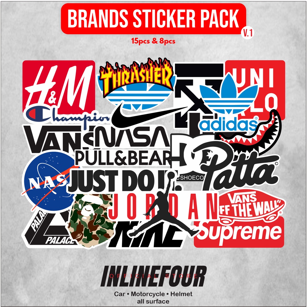 

Sticker Pack Logo Brands Hype Brand Hypebeast Aesthetic Aksesoris Untuk Hp, Laptop, Helm Anti air Berkualitas