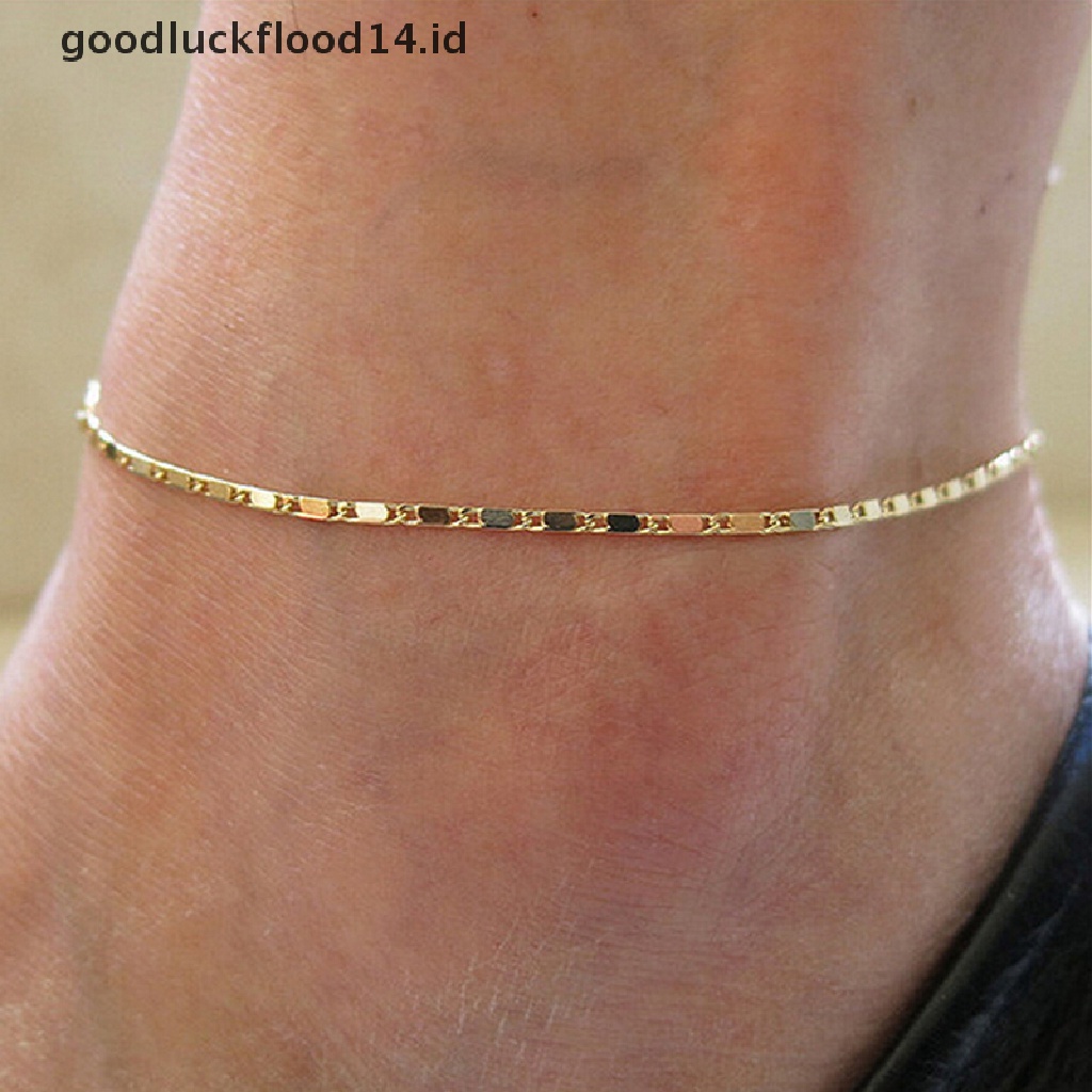 [OOID] Women Simple Gold Chain Anklet Ankle Bracelet Barefoot Sandal Beach Foot Jewelry ID