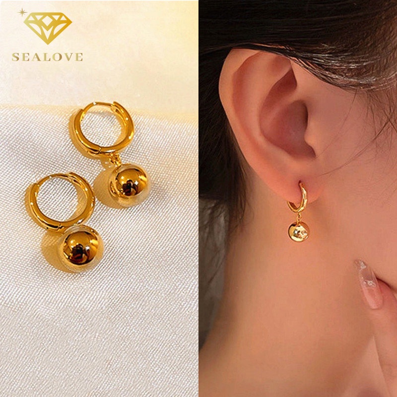 Anting Titanium Kupu Kupu gantung Panjang Anti Karat dan anti luntur Lapis Emas 18K Rumbai Perhiasan Korea