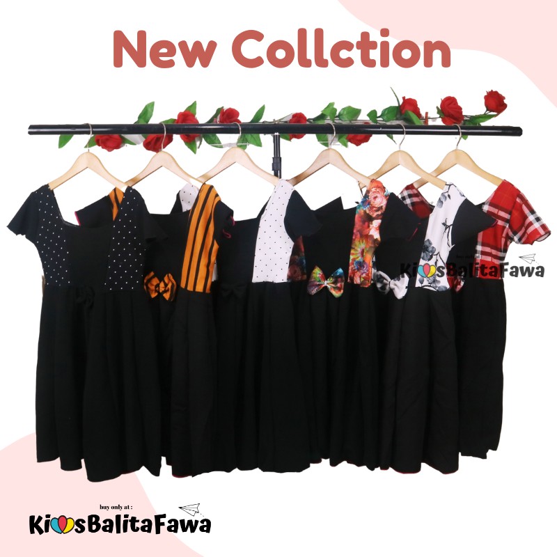 Dress Nadine uk Bayi - 8 Tahun / Pakaian Baju Cewek Dres Pesta Import Baby Perempuan Murah Harian