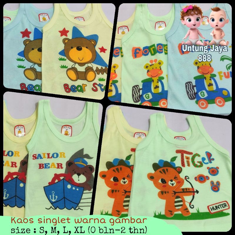 Baju Bayi Singlet warna sablon Kaos Kutang Bayi/Kaos Singlet Bayi/Kaos Dalam Bayi