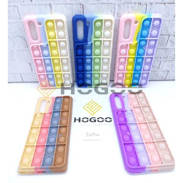 HOGOO SILICONE CASE POP IT SAMSUNG S21 PLUS - CASE PENGHILANG STRESS PUSH IT BUBBLE CASE RAINBOW