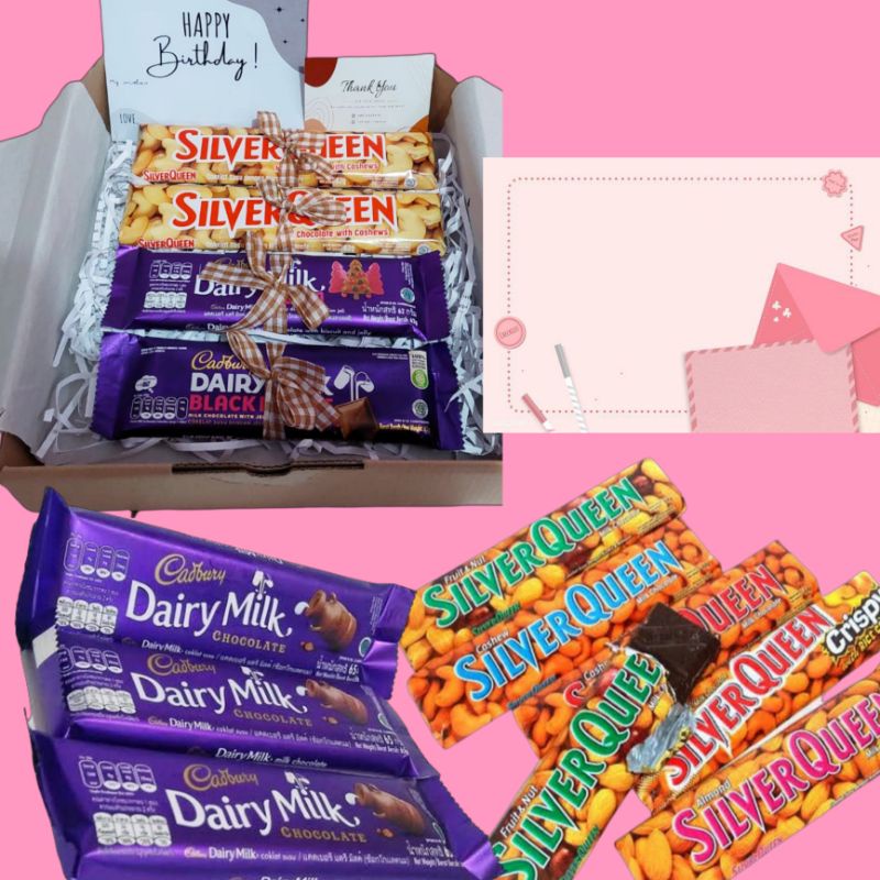 

Hampers Valintine kado ulangtahun pacar cewek cowok perempuan laki-laki anniversarySilverqueen dairy milk