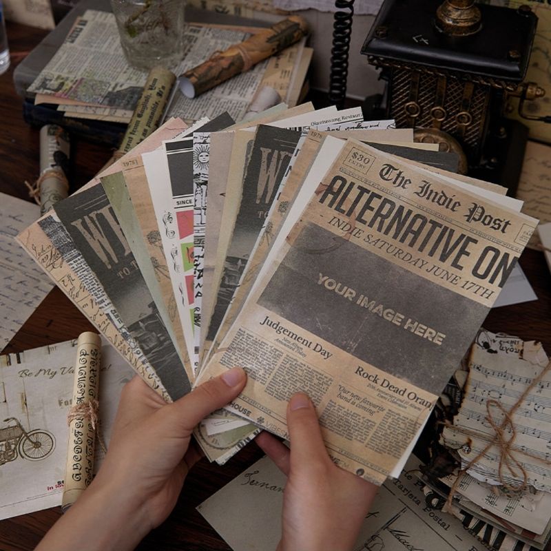 

5 lembar kertas motif vintage 20x14cm untuk dekorasi scrapbook bullet journal diary - deco paper