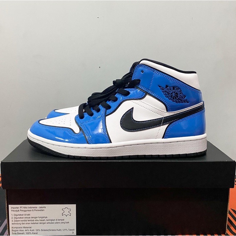 NIKE AIR JORDAN 1 MID SIGNAL BLUE *100% ORIGINAL