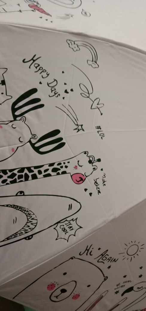 Payung Lipat 3 / Motif Kebun Binatang / Lapis Hitam / Anti Uv / Jktumbrella / Grc - 352a