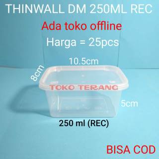 Thinwall food container 250ml kotak/Tempat penyimpanan makanan/Cup salad/Cup puding/tempat slime