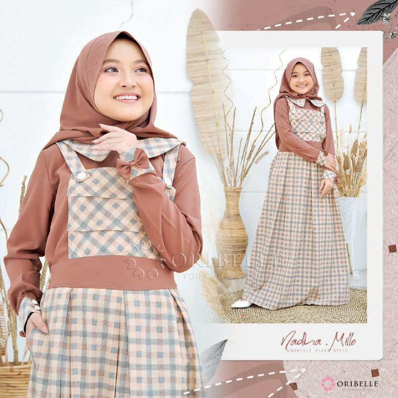 Baju Anak Remaja Perempuan  Nadha Teens Overall Motif Kotak