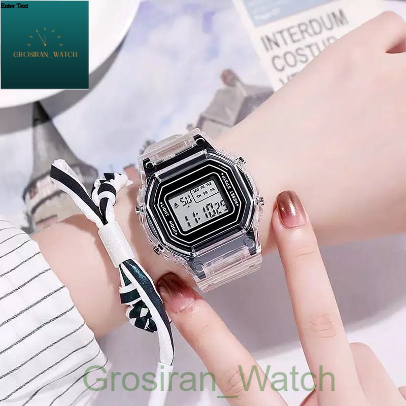 Jam Tangan Wanita Fashion Korea Style Digital Sport LNR-1175 tali transparan [G_W]