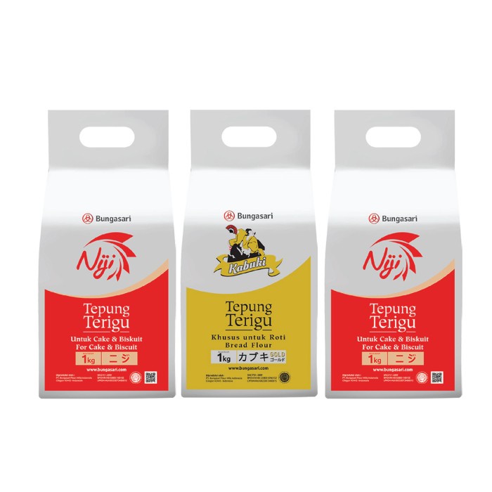 

BISA COD Bungasari - 2pcs Niji Tepung 1kg, 1pcs Kabuki Gold Tepung Terigu 1kg