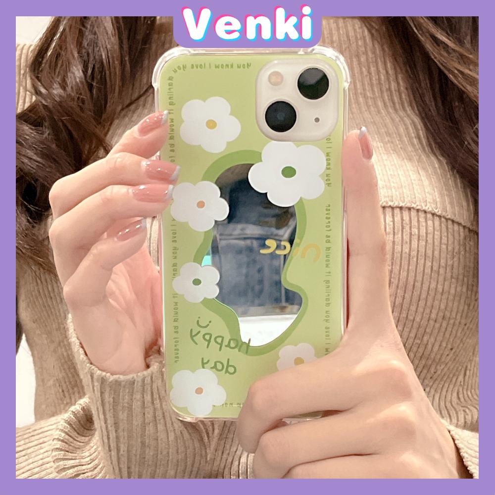 iPhone Case Acrylic HD Makeup Mirror Airbag Shockproof Protection Camera Green Tulip Flowers Compatible For iPhone 11 iPhone 13 Pro Max iPhone 12 Pro Max iPhone 7 Plus iPhone xr