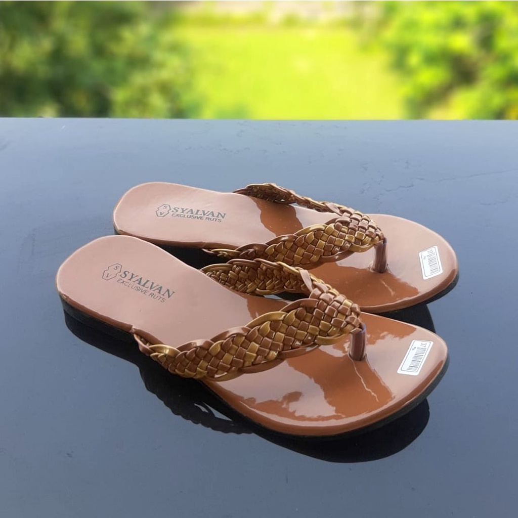 SDPD09 Sandal Wanita Perempuan Sandal Teplek Jepit - Motif Rajut