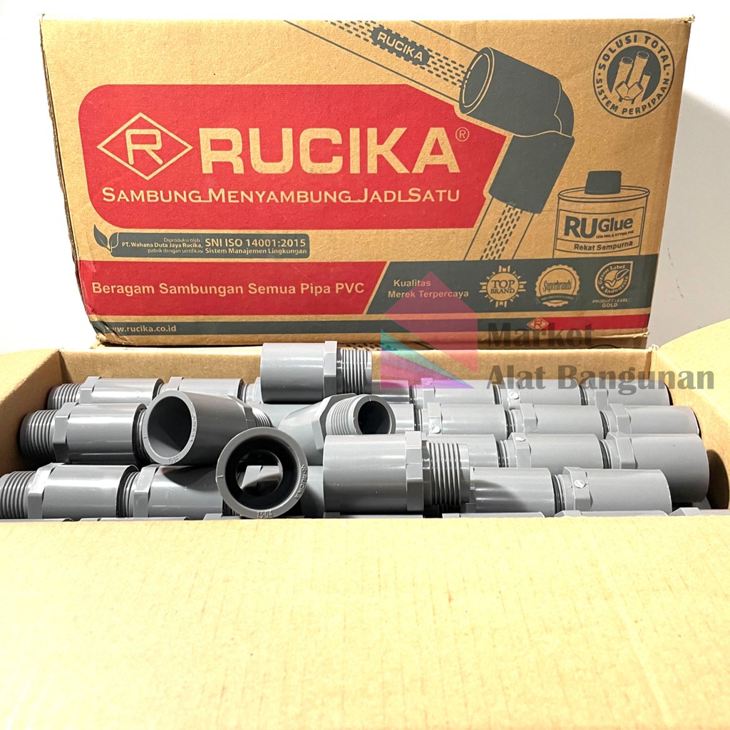 Socket Drat Luar 1 Pvc Rucika Aw / Sdl 1 Inci / Sock Sok Soket Drat Luar 1 Inch Rucika