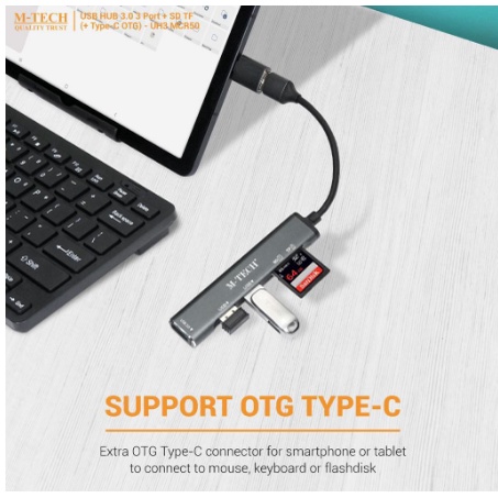 ITSTORE M-Tech CR50 USB Hub 3.0 3Port + SD TF With Type C OTG 5in1 MCR50 card reader mtech