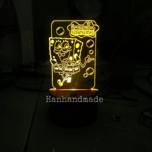 LAMPU HIAS | LAMPU MEJA | LAMPU TIDUR AKRILIK GRAFIR KARAKTER SPONGEBOB