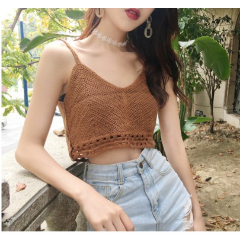 M388 Crop Top Wanita Korea Cute Lace Crop Top