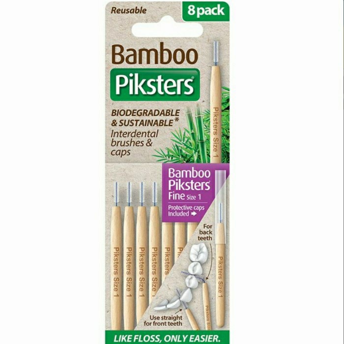 Piksters Bamboo Straight Interdental Brush Size 1 - 8 Pack - Import Australia