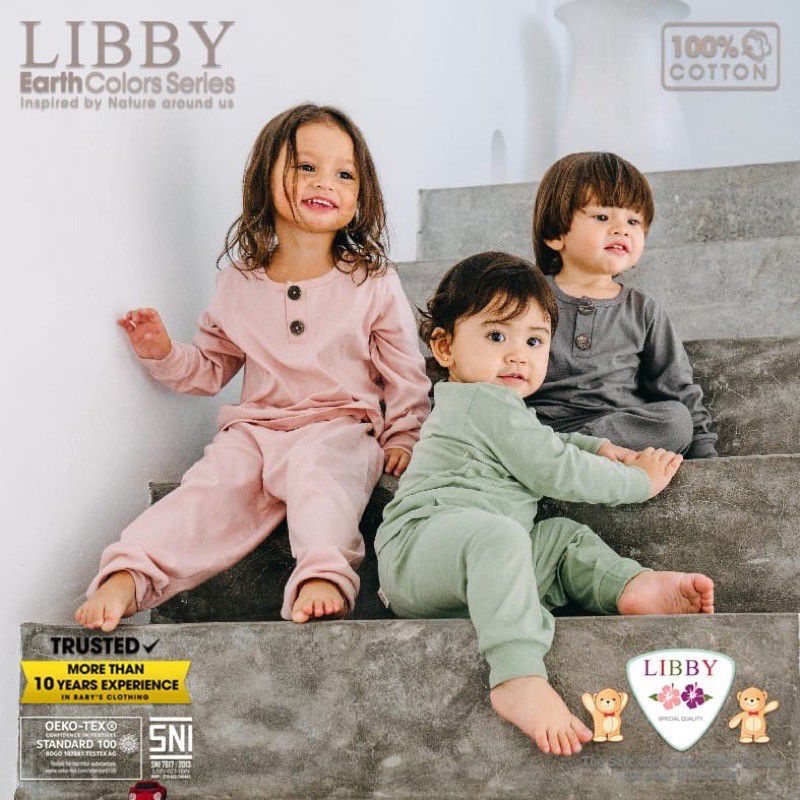 LIBBY EARTH SERIES Baju Bayi Stelan Oblong Panjang - Celana Panjang 9 Bulan - 4 tahun setelan libby