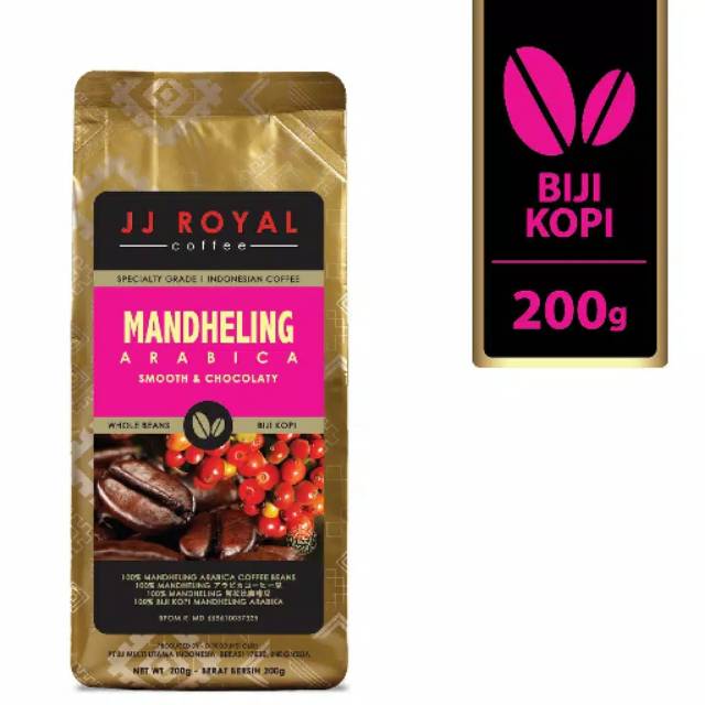 

JJ royal coffee Mandheling arabica whole beans (biji kopi) bag 200gr