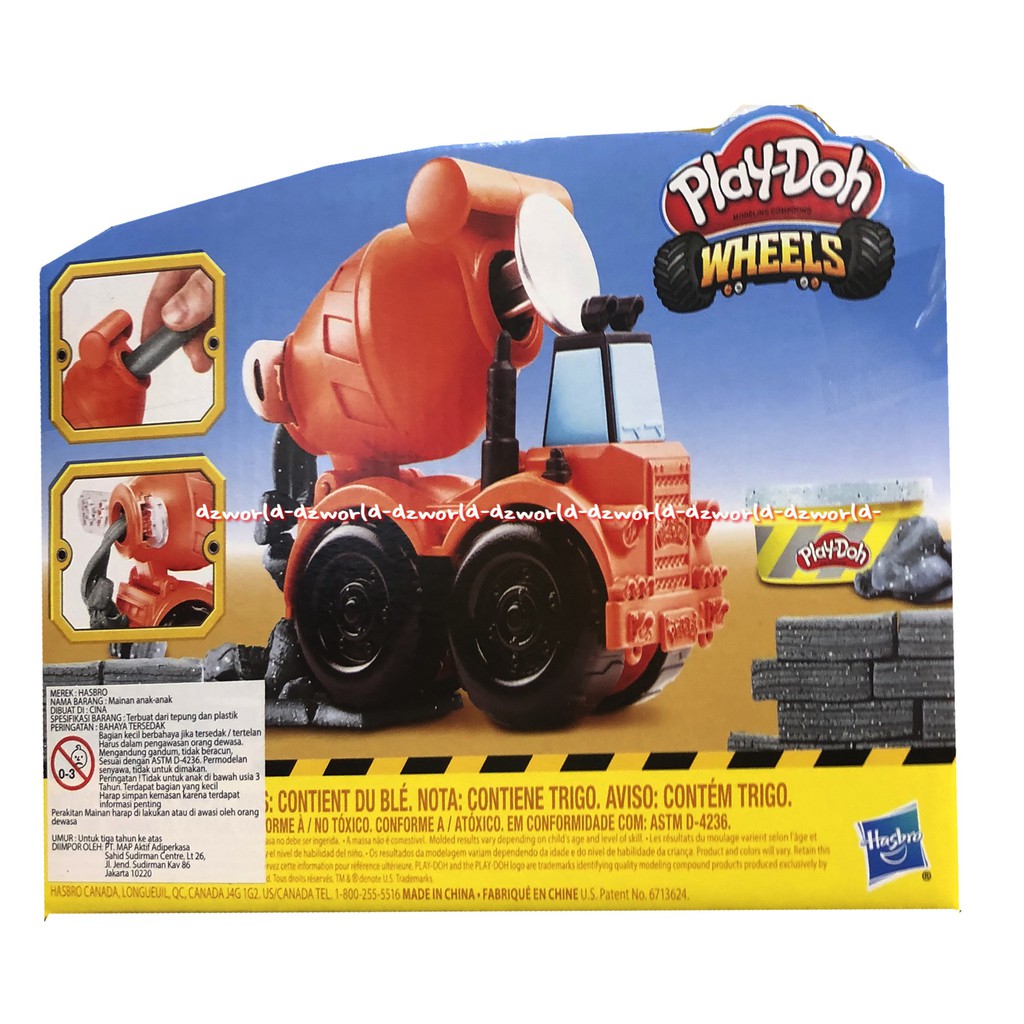 Play-Doh Wheels Cement Mixer Truck Mainan PlayDoh Mobil Truk Semen Mobil Molen Mobil Pengaduk Semen Orange Playdoh