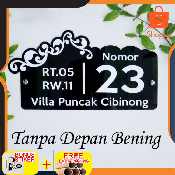 

Papan Nomor Rumah Acrylic Minimalis Timbul - Tanpa Bening Elegan