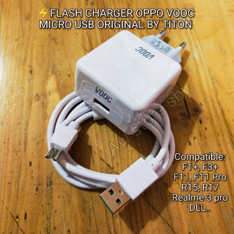 FLASH CHARGER OPPO VOOC MICRO USB F11/F11 PRO/F1+/F3+/Realme 3 PRO/ORIGINAL TITON R15