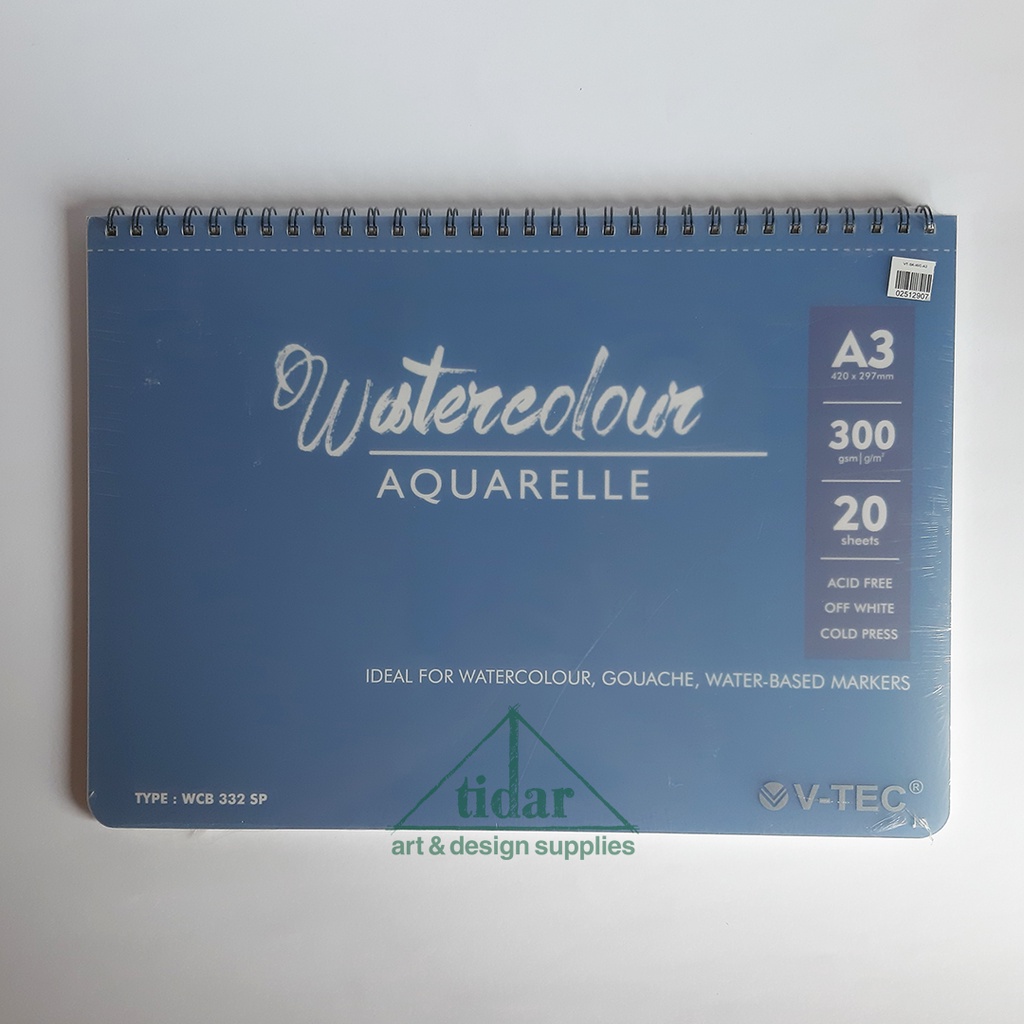 

V-Tec Watercolour Book Spiral A3 300 gsm - Buku Cat Air - Watercolor