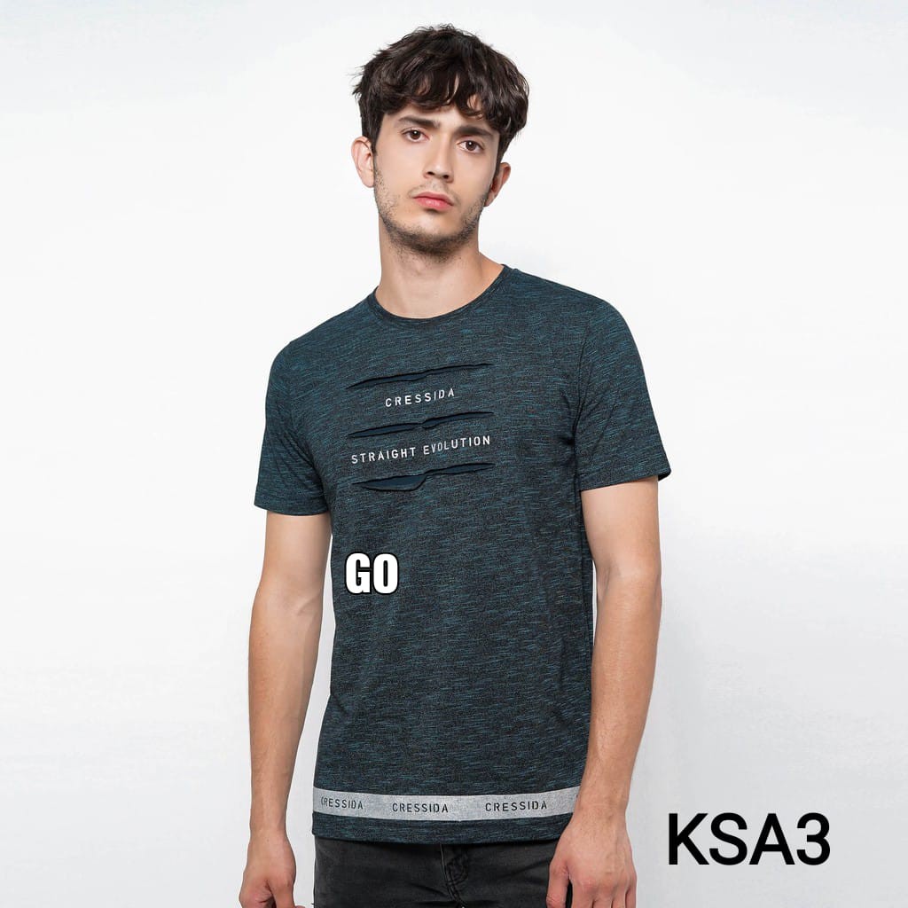 gof KSA CRESSIDA KAOS Pakaian Pria Atasan Kaos Oblong Casual Santai Slimfit Lengan Pendek Original